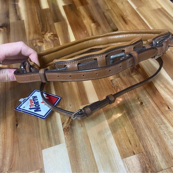 English Bridal Flash Noseband Cavesson Truly Canadian leather light brown - Picture 3 of 6